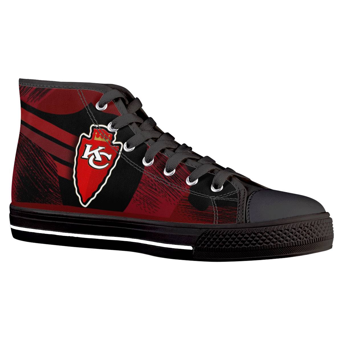 Men's Kansas City Chiefs High Top Canvas Sneakers 004 Men's Kansas City Chiefs High Top Canvas Sneakers 004